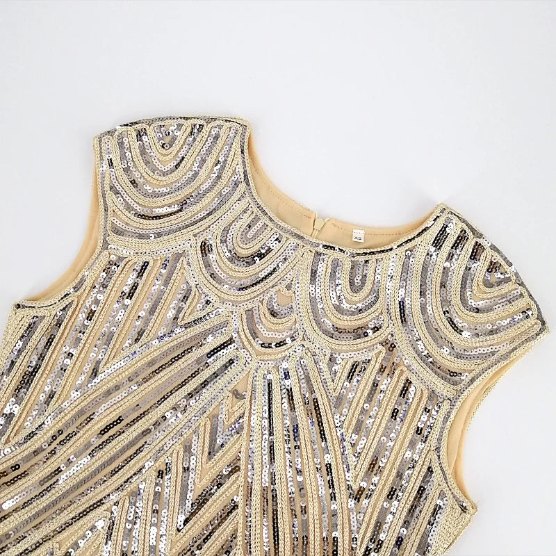 1920s Flapper Dress Great Gatsby Dress O-neck Cap Sleeve Sequin