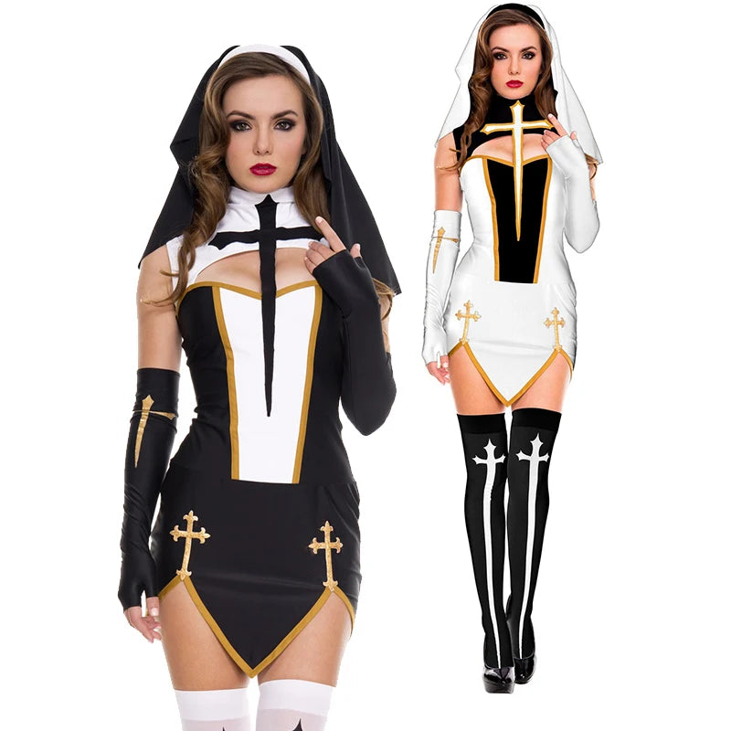 Sexy Lady Nun Superior Costume Carnival Halloween Church Religious