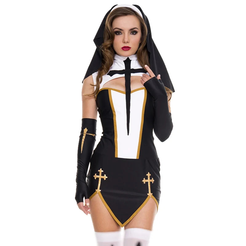 Sexy Lady Nun Superior Costume Carnival Halloween Church Religious