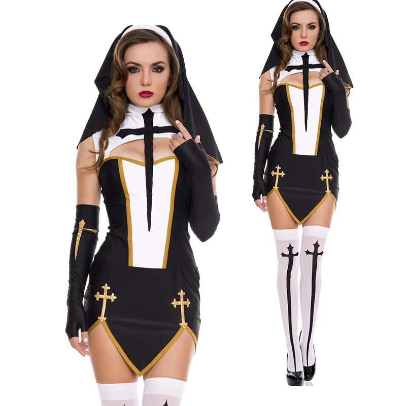 Sexy Lady Nun Superior Costume Carnival Halloween Church Religious