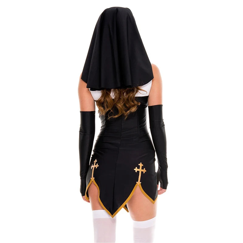 Sexy Lady Nun Superior Costume Carnival Halloween Church Religious