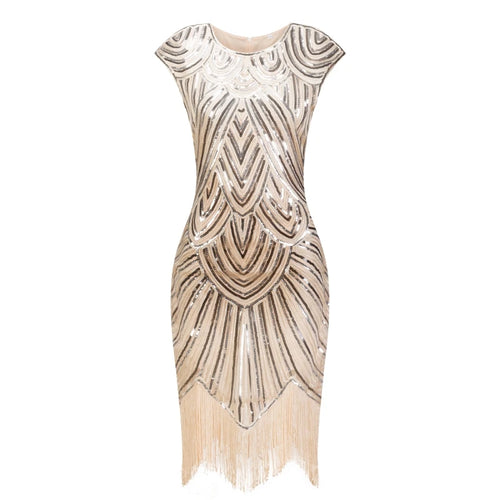 1920s Flapper Dress Great Gatsby Dress O-neck Cap Sleeve Sequin
