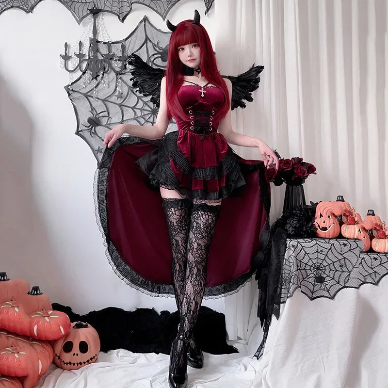 European And American Diablo Gothic Halloween Costume Ladies Dress