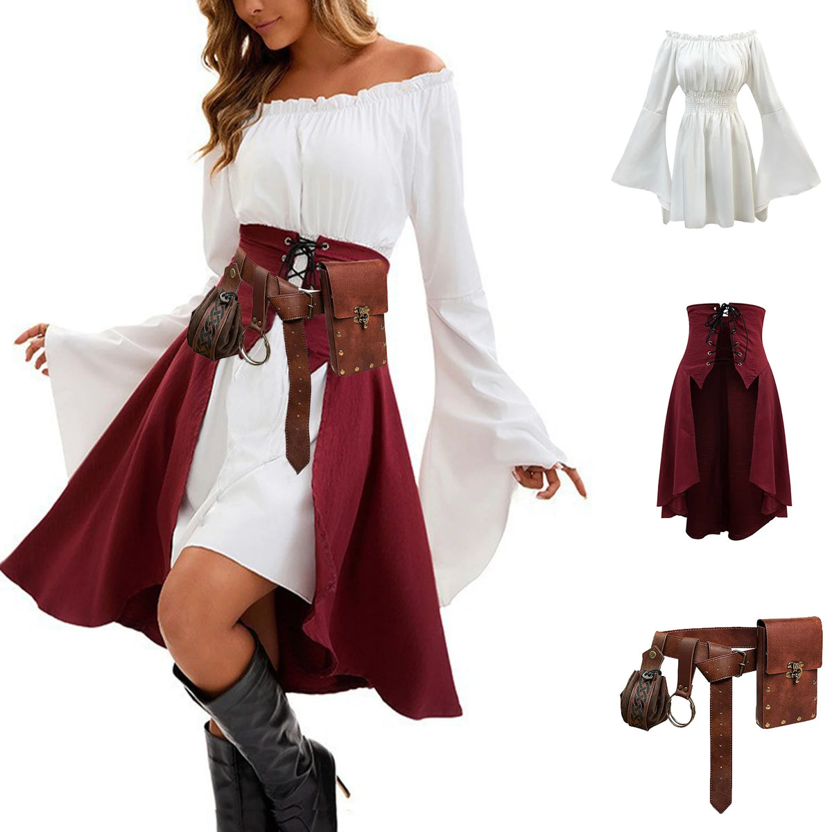 6-piece Halloween Carnival Night Women's Lace Pirate Dress Women's