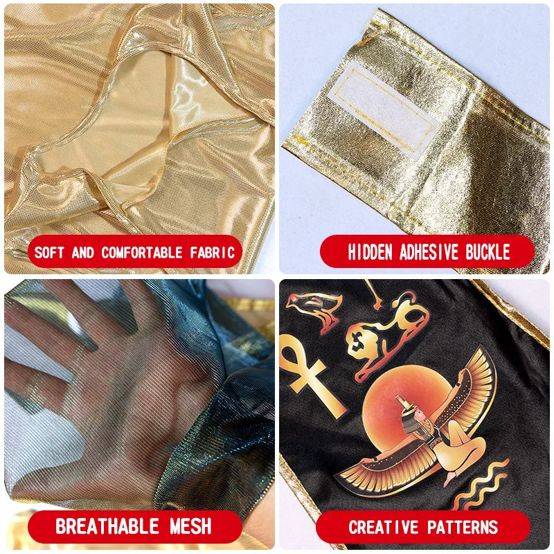Ancient Egyptian Pharaoh Cosplay Costume Adult Golden Embroidered