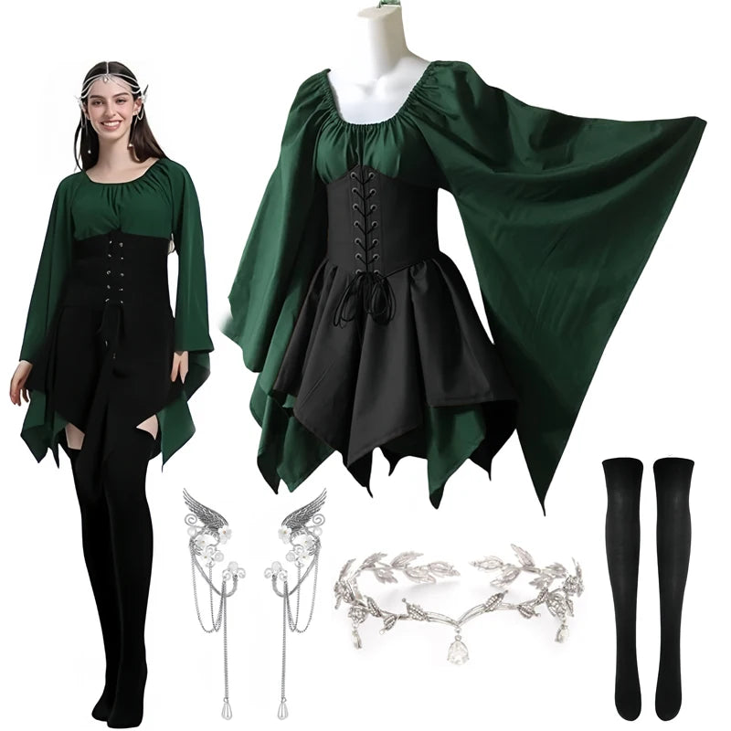 Women Elf Costume Renaissance Traditional Irish Dress Medieval Fairy