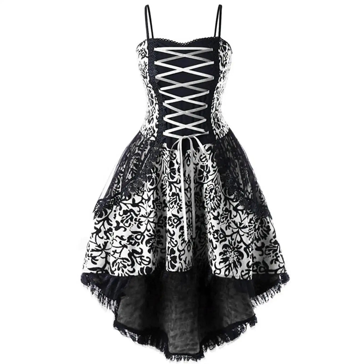 Halloween Cosplay Costume Lace Gothic Vintage Dress Women Irregular