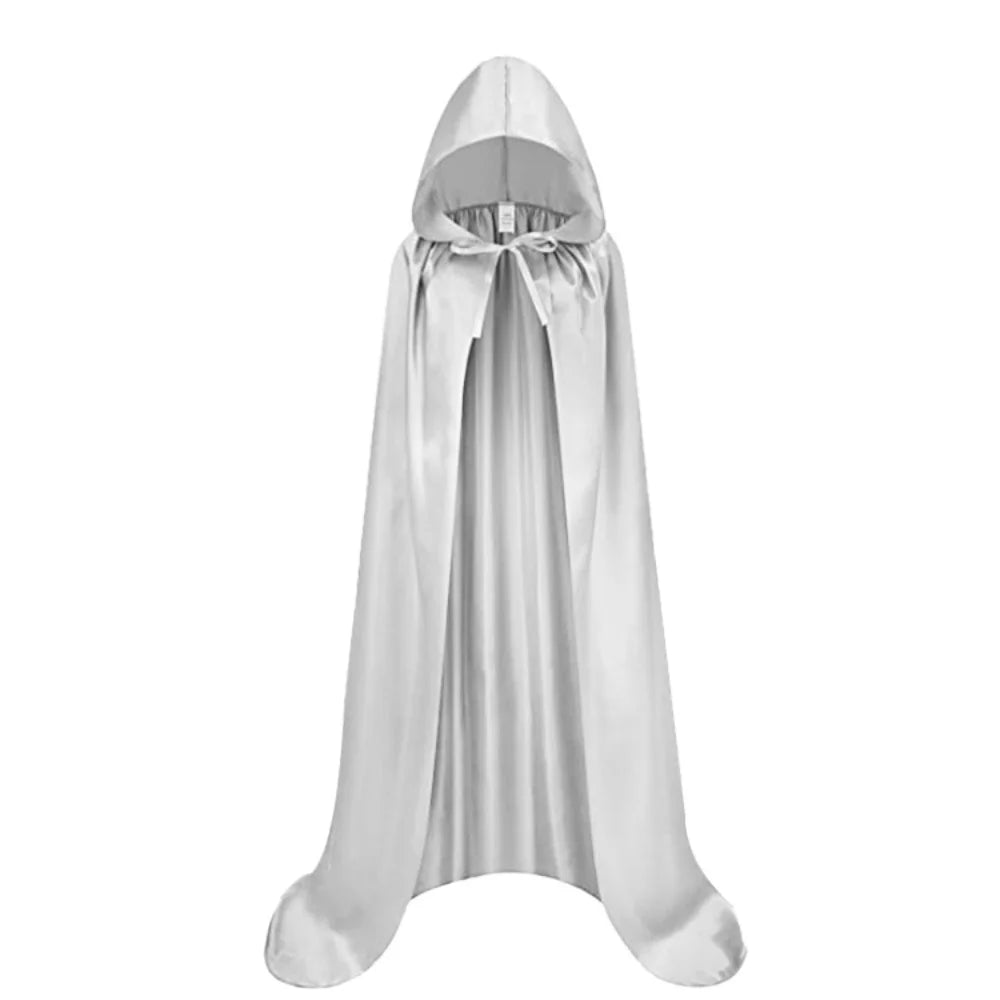Halloween Cloak Soft Unisex Hooded Black Robe Witch Long Cape Cosplay