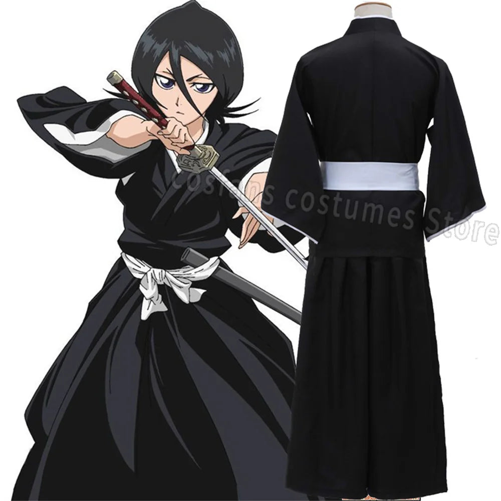 Samurai Role-play Costume Japanese-style Black Kimono Including