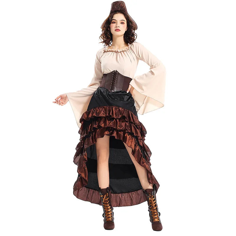 Medieval Style Pirate Queen Outfit For Halloween Irregular Corset