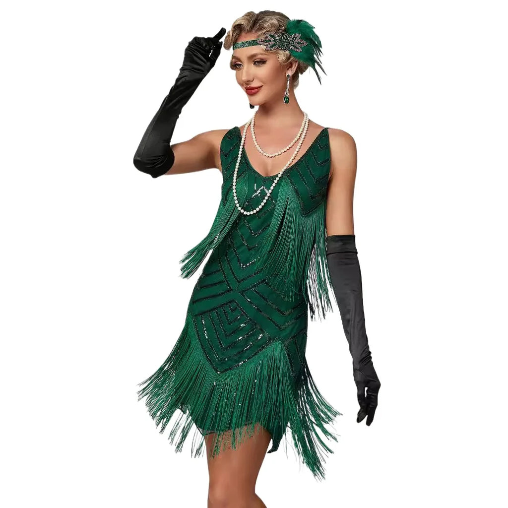 Flapper Roaring Plus Size 20s Great Lady Mini Short Dress Gatsby