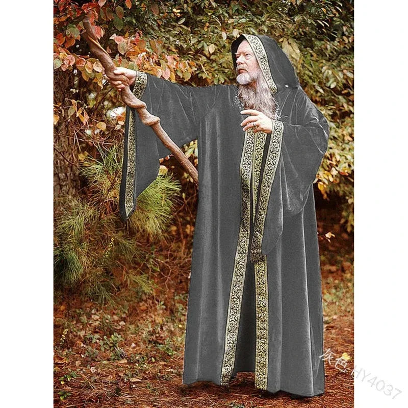 Costume Medieval Cape Cloak Adult Hooded Death Vampire Wizard Monk