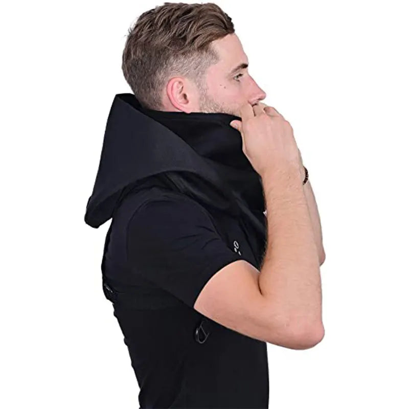 Men's Medieval Vintage Pirate Cosplay Hooded Cloak Black Cyberpunk