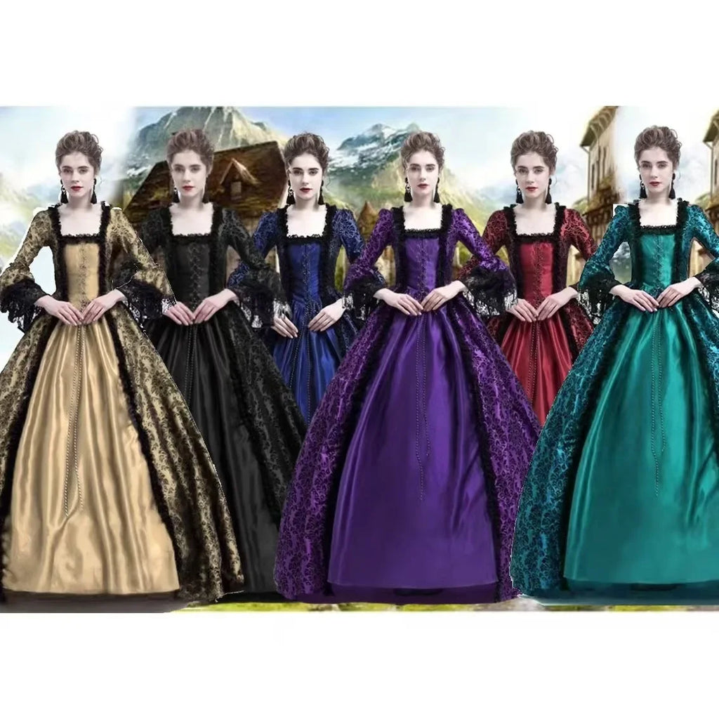 Medieval Victorian Court Lace Patchwork Gothic Dress Halloween Witch