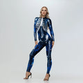 Cosplay Zombie Scary Skeleton Printed Bodysuit Halloween Party
