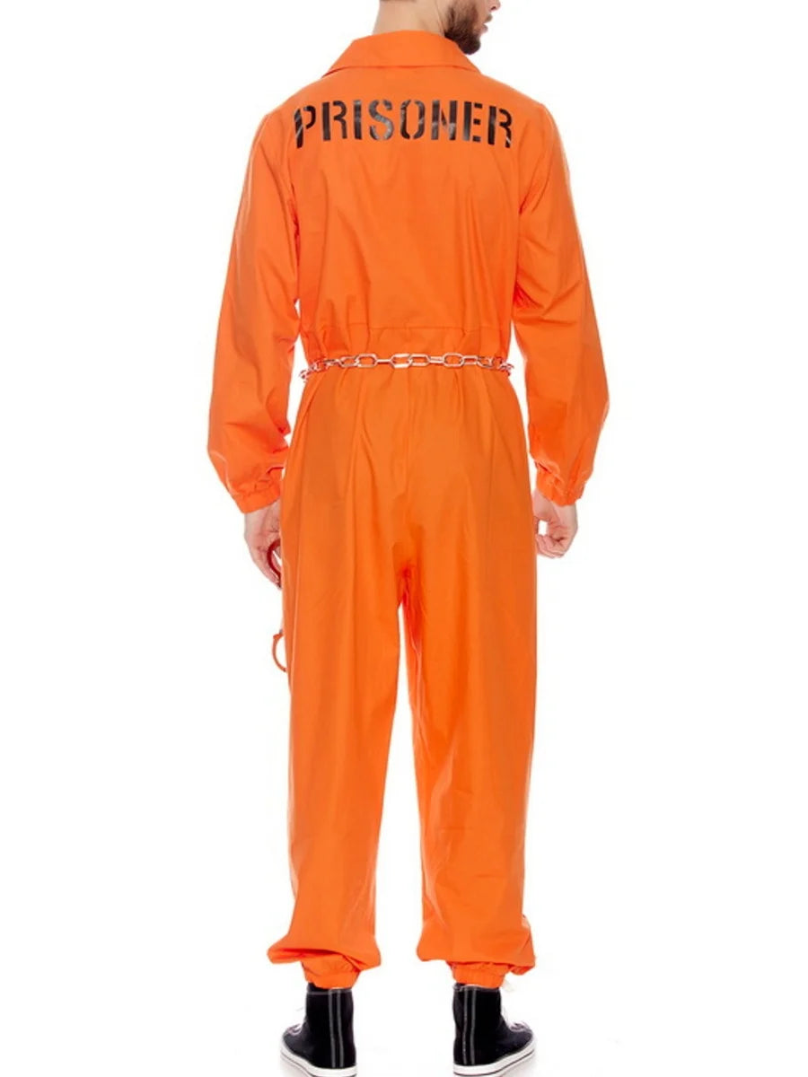 Halloween Mens Orange Prisoner Costume Jail Costumes Long Sleeve