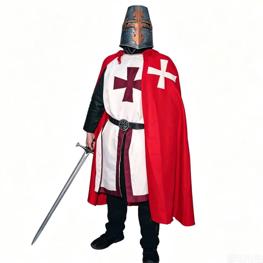 Medieval S-4xl Crusader Mens Knights Templar Tunic Cosplay Costumes