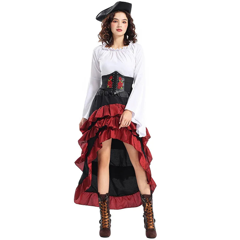 Medieval Style Pirate Queen Outfit For Halloween Irregular Corset