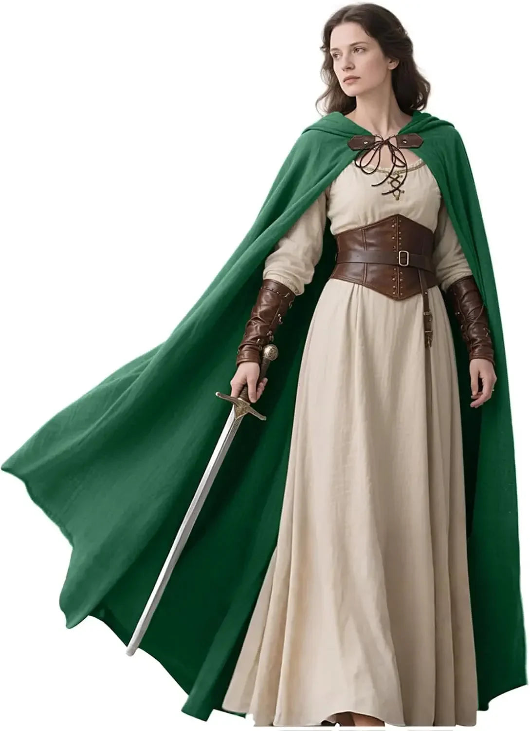 Medieval Hooded Cloak Linen Renaissance Cape With Hood