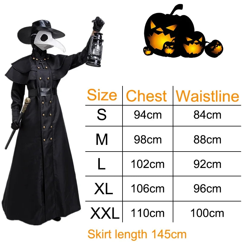 Plague Doctor Cosplay Dress Set Halloween Costume Medieval Punk