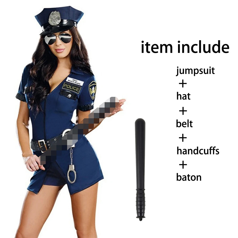 Adult Women Police Officer Uniform Costume Dirty Cop Dress Halloween