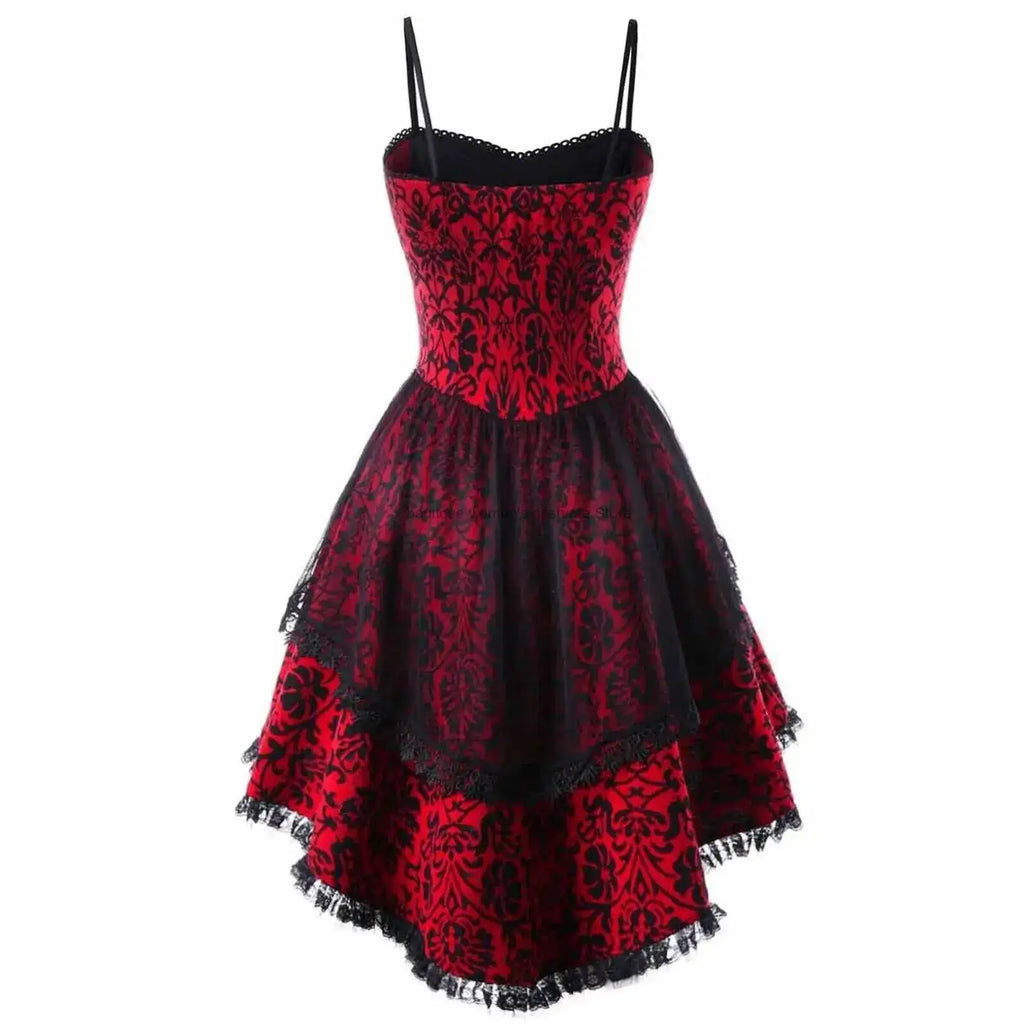 Halloween Cosplay Costume Lace Gothic Vintage Dress Women Irregular