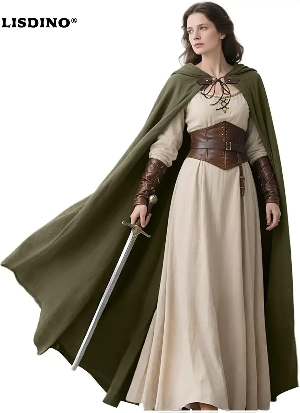 Medieval Hooded Cloak Linen Renaissance Cape With Hood