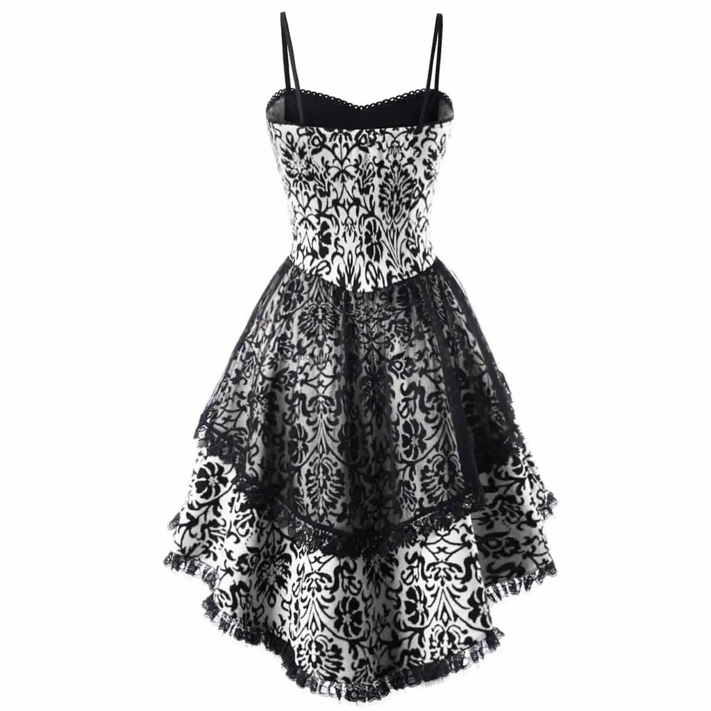 Halloween Cosplay Costume Lace Gothic Vintage Dress Women Irregular