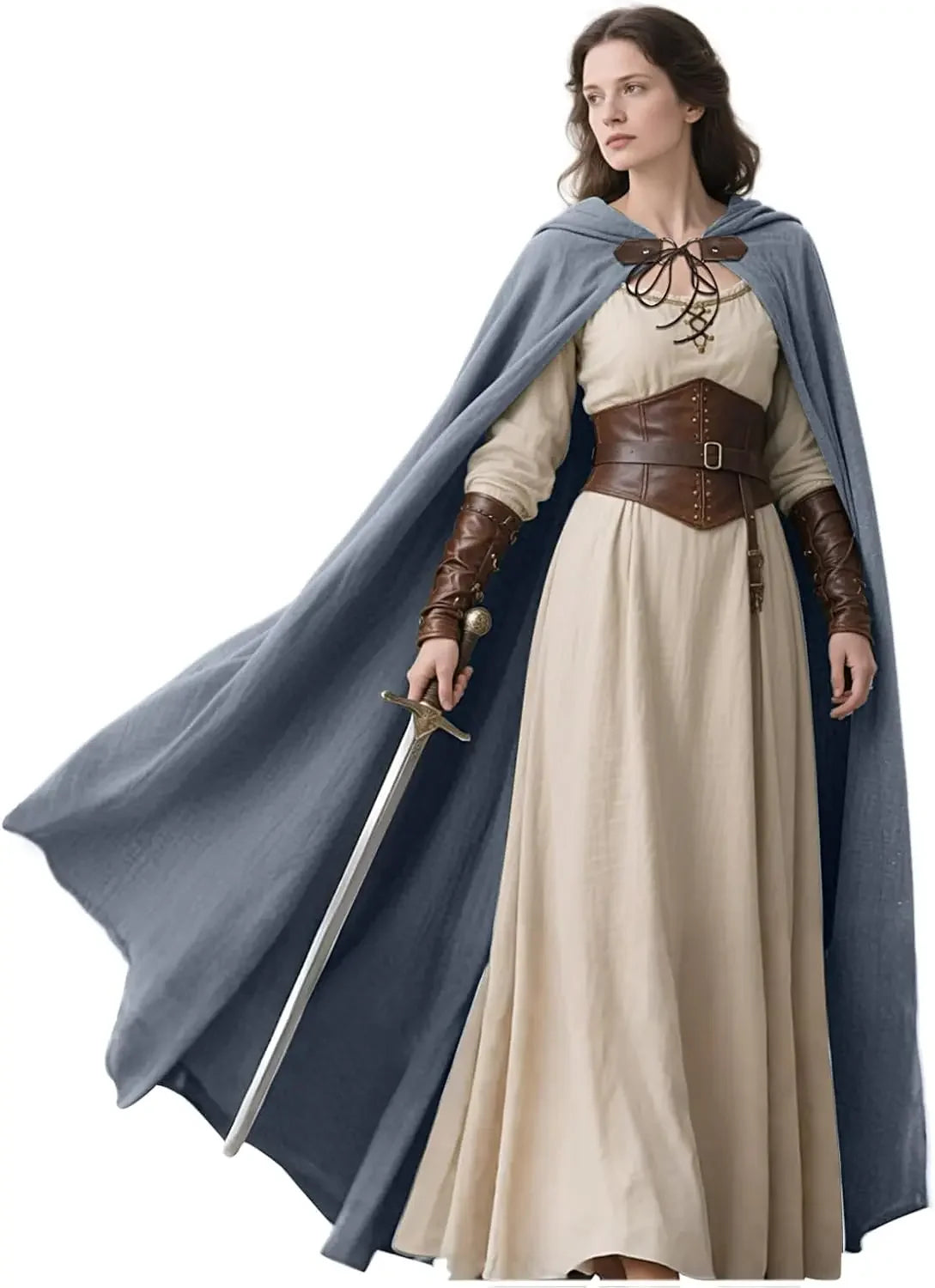 Medieval Hooded Cloak Linen Renaissance Cape With Hood