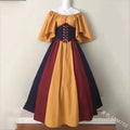 European Medieval Retro Contrast Color Stitching Flying Sleeves Court