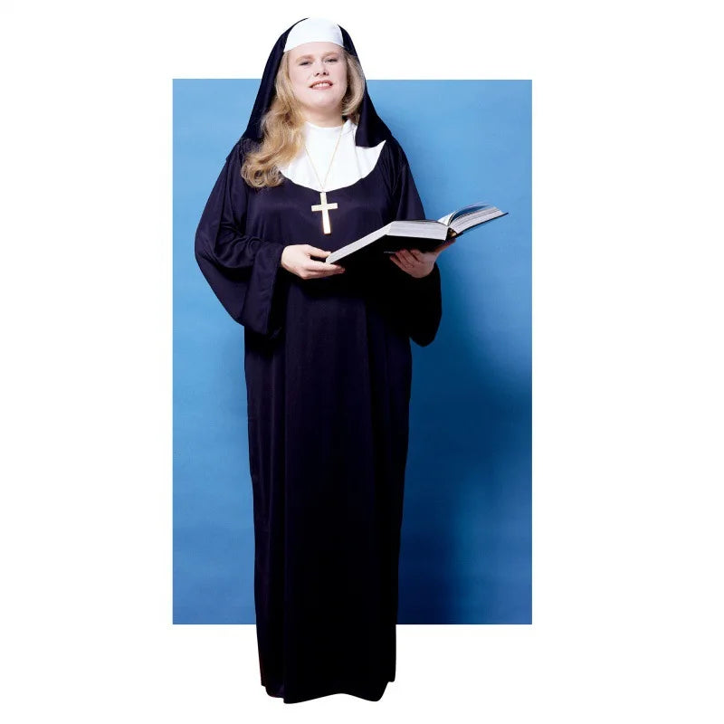 Halloween Costume Women's Nun Costume Traditional Adult Sister Black