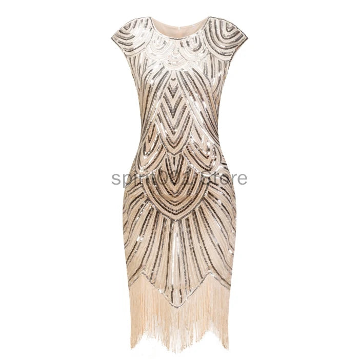 1920s Flapper Dress Great Gatsby Dress O-neck Cap Sleeve Sequin