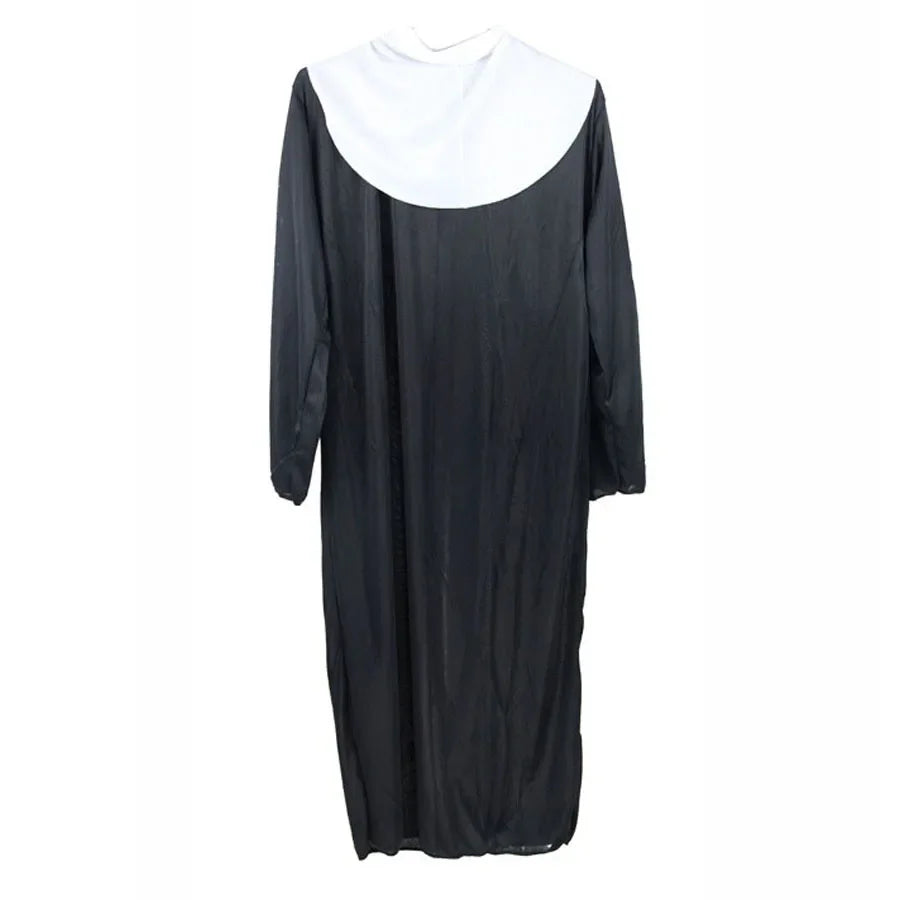 Women's Nun Costume Traditional Adult Sister Black Robe Religious