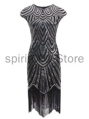1920s Flapper Dress Great Gatsby Dress O-neck Cap Sleeve Sequin