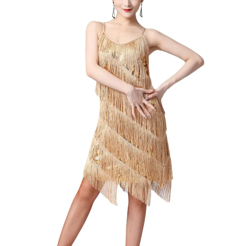Women's Sexy Sequins Latin Dance Dress 1920s Gatsby Cocktail Ballroom