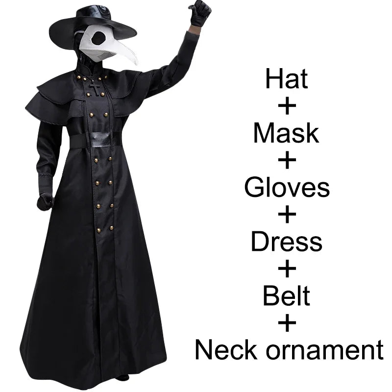 Plague Doctor Cosplay Dress Set Halloween Costume Medieval Punk