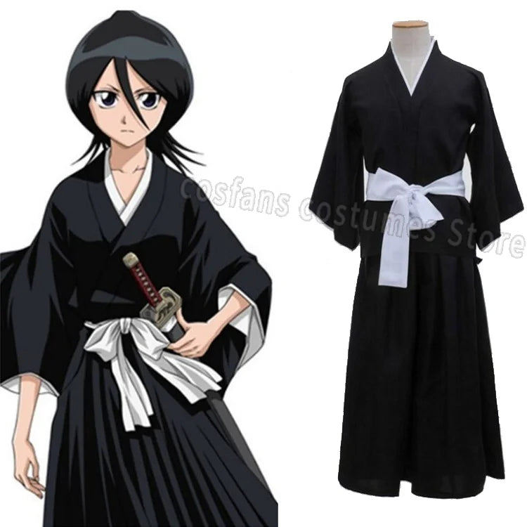 Samurai Role-play Costume Japanese-style Black Kimono Including