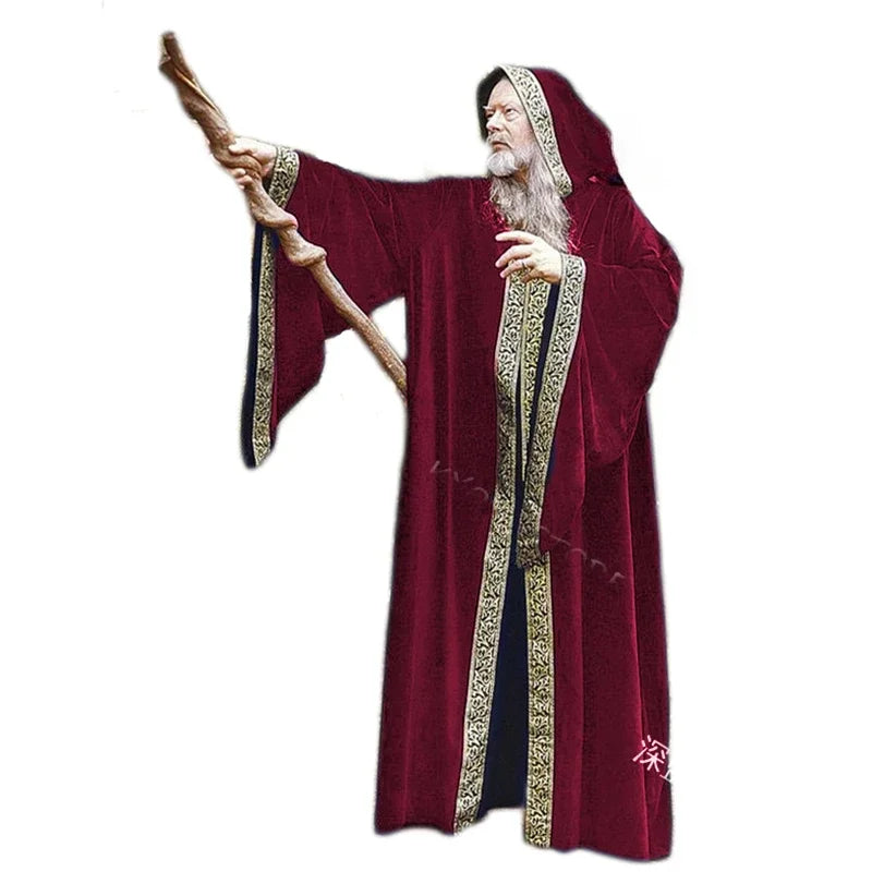 Costume Medieval Cape Cloak Adult Hooded Death Vampire Wizard Monk