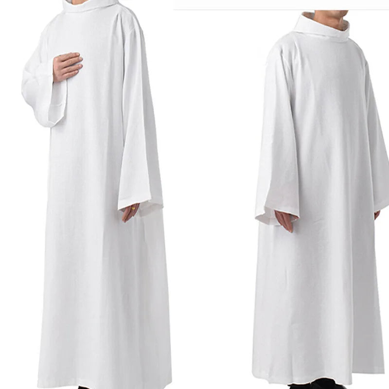 Medieval Cosplay Costume White Witch Priest Church Party Long Robe