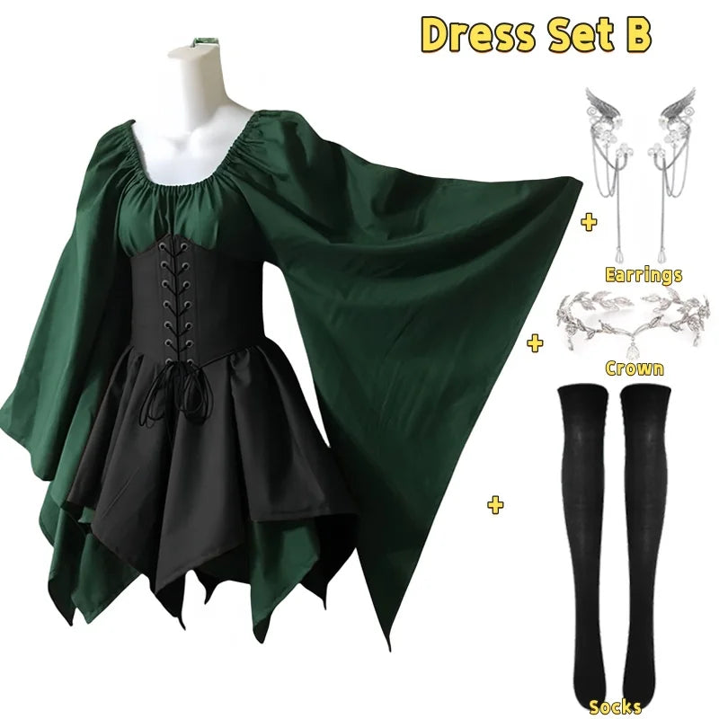 Women Elf Costume Renaissance Traditional Irish Dress Medieval Fairy