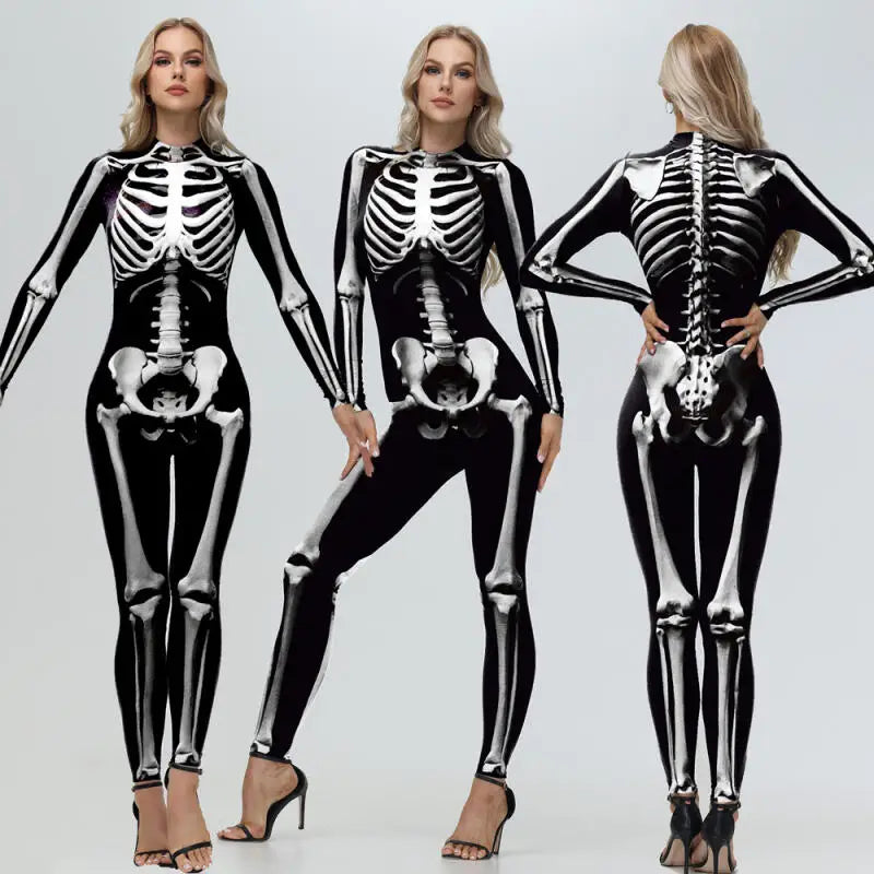 Halloween Party Cosplay Zombie Scary Costume Skeleton Printed