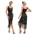 Sequin Dress 1920s Retro Tassel Peacock Pattern Dress Great Gatsby