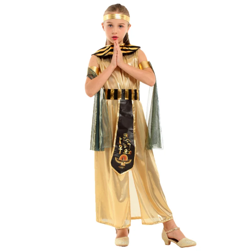 Ancient Egyptian Pharaoh Cosplay Costume Adult Golden Embroidered