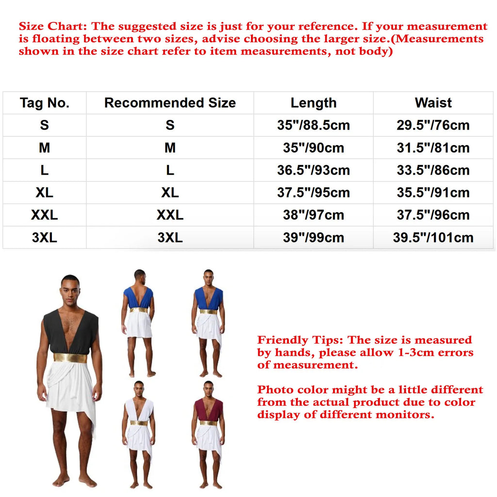 Mens Ancient Greek God Toga Gladiator Costumes Roman Emperor