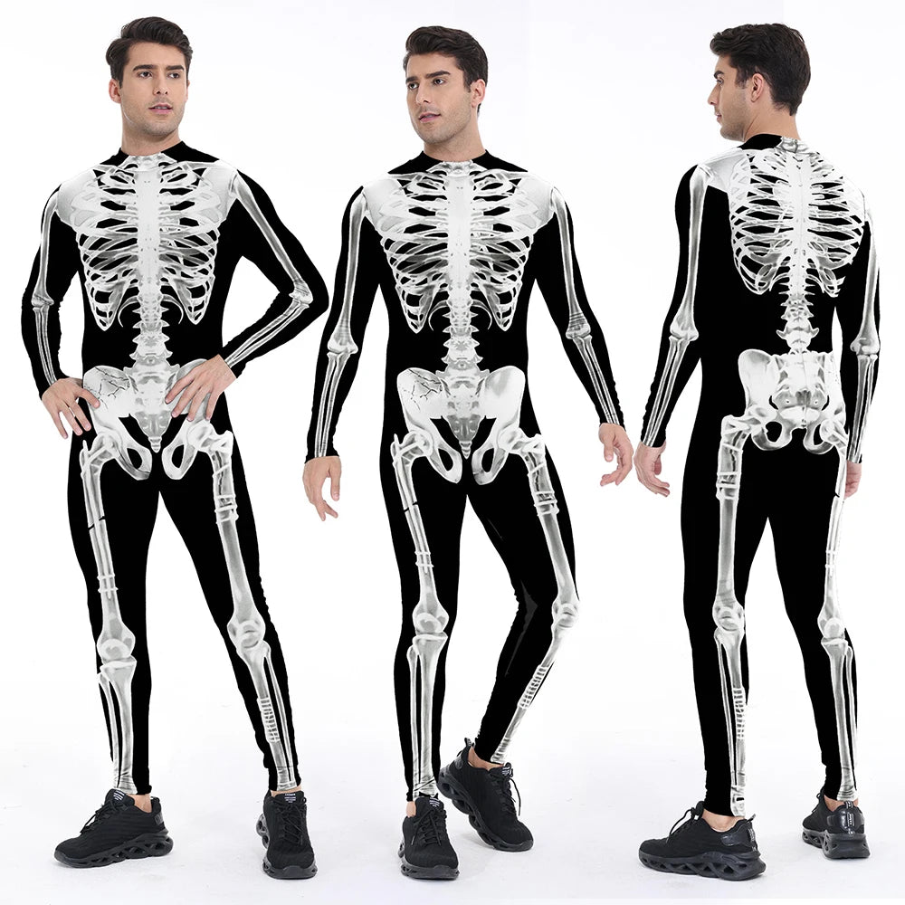 Halloween Party Cosplay Zombie Scary Costume Skeleton Printed
