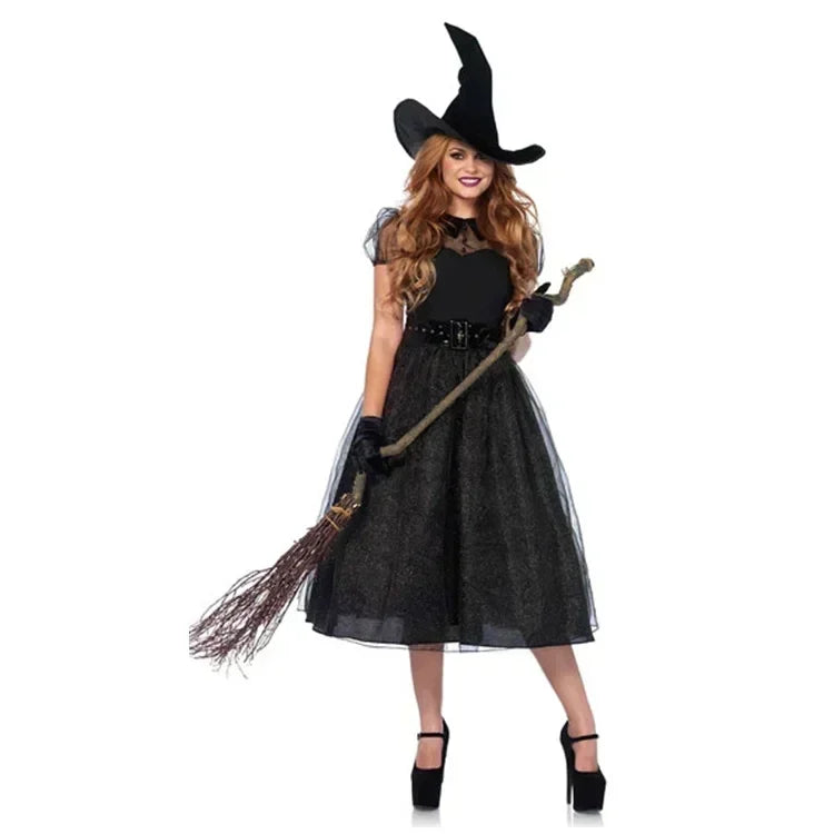 Halloween Witch Costumes For Women Adult Fantasy Black Dress Up Party