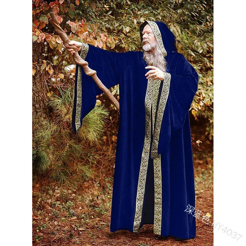 Costume Medieval Cape Cloak Adult Hooded Death Vampire Wizard Monk