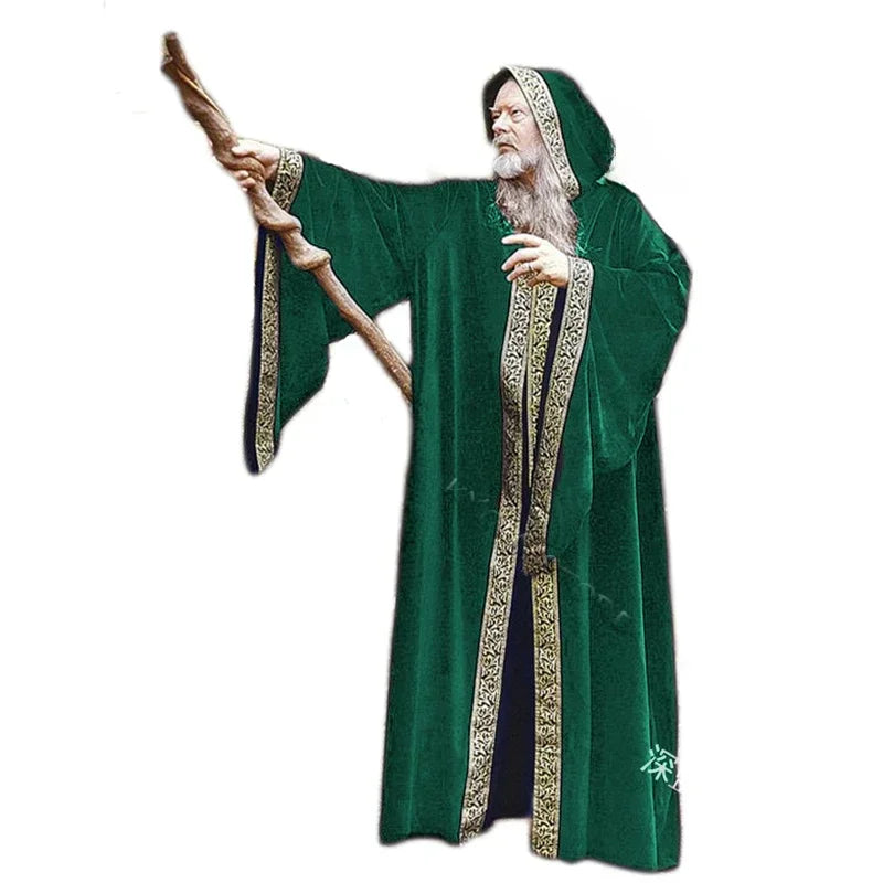 Costume Medieval Cape Cloak Adult Hooded Death Vampire Wizard Monk