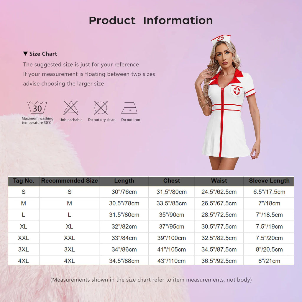 Womens Nurse Uniform Halloween Doctor Maid Cosplay Outfit Nurse