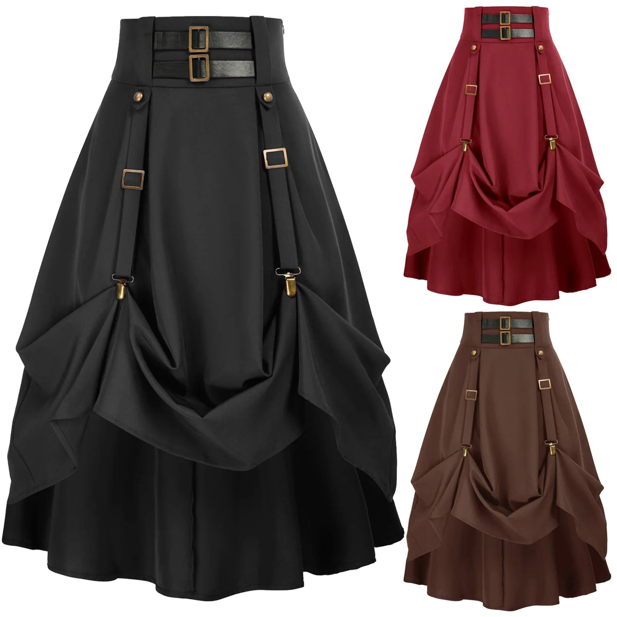 Vintage Women Pirate Skirts Gothic Steampunk Medieval Party Dress